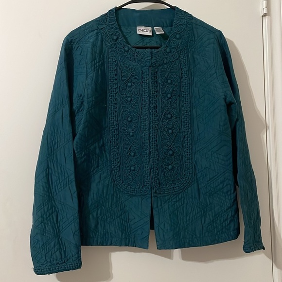 Chico's Teal Jacket for Women Size 1/M - Picture 1 of 4